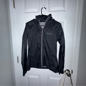 Columbia Black Hooded Packable Windbreaker Jacket